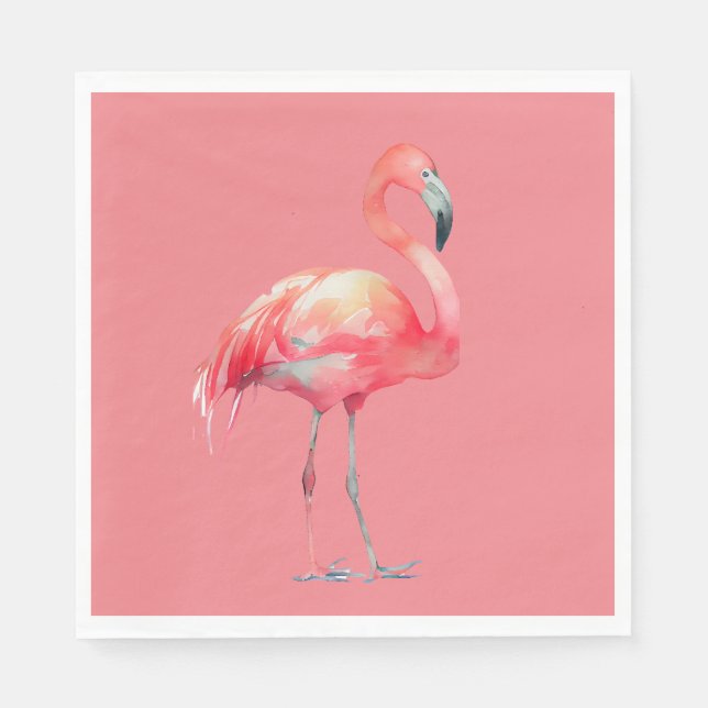 Pink Flamingo on pink paper napkins (Front)