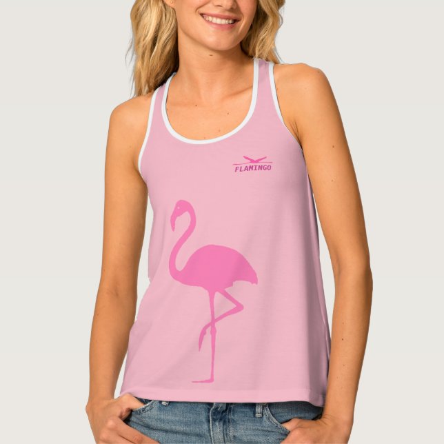 Pink flamingo one-of-a-kind funny customizable tank top (Front)
