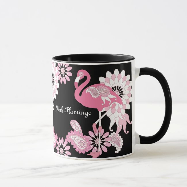 Pink Flamingo Paisley Girly Cute Black Coffee