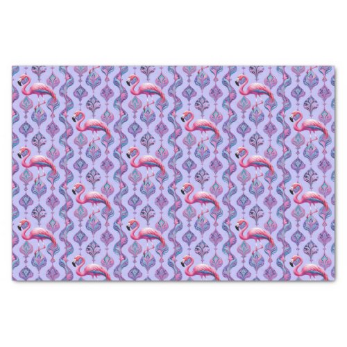 Pink Flamingo Paisley Leaf Motif Pattern Tissue Paper