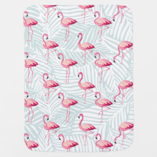 Pink Flamingo & Palm Leaves – Cute Baby Blanket