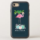 Pink Flamingo Palm trees and Floral Succulents