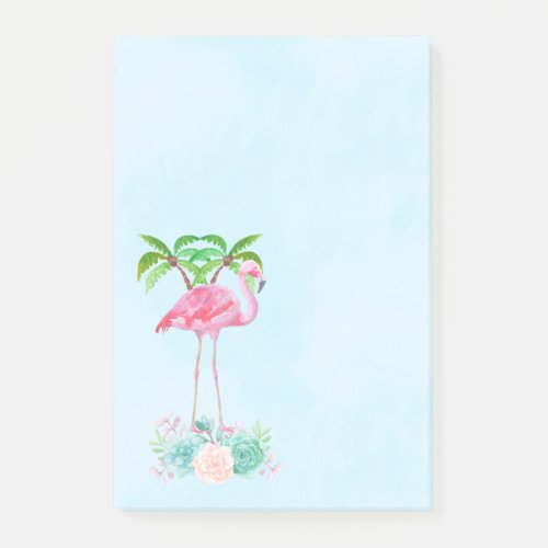 Pink Flamingo Palm trees and Floral Succulents Post_it Notes