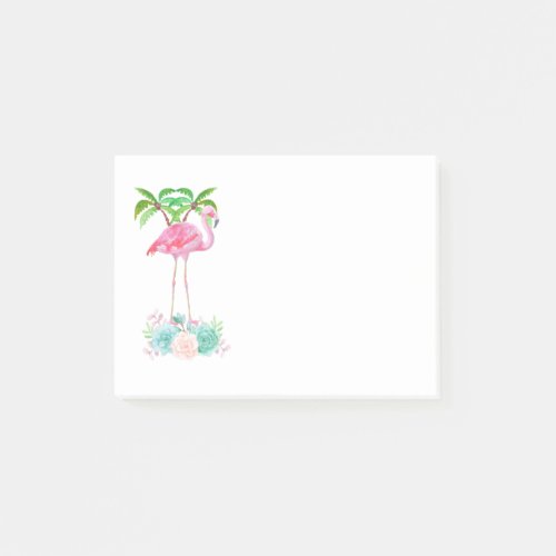 Pink Flamingo Palm trees and Floral Succulents Post_it Notes