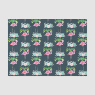 Pink Flamingo Palm trees and Floral Succulents Tissue Paper