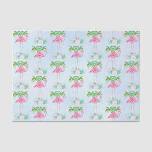 Pink Flamingo Palm trees and Floral Succulents Tissue Paper