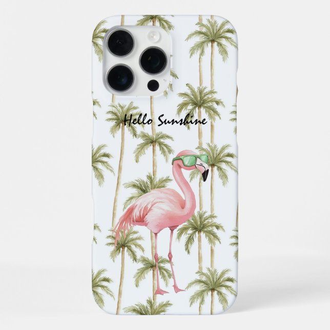 Pink Flamingo Palm Trees Iphone Case (Back)