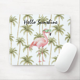 Pink Flamingo Palm Trees Mouse Pad