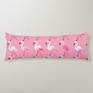 Pink Flamingo Paradise Watercolor Pattern Body Pillow