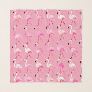 Pink Flamingo Paradise Watercolor Pattern Scarf