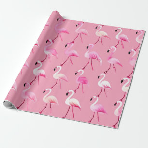 Pink Flamingo Paradise: Watercolor Pattern Wrapping Paper
