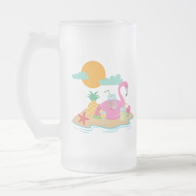 Pink Flamingo Party Frosted mug (Left)