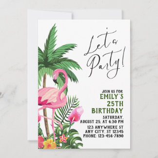 Pink Flamingo Party  Invitation