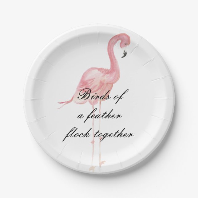 Pink Flamingo Party Paper Plates (Front)