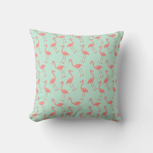 Pink Flamingo Party Pattern Throw Pillow