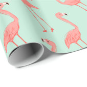Pink Flamingo Party Pattern Wrapping Paper (Roll Corner)