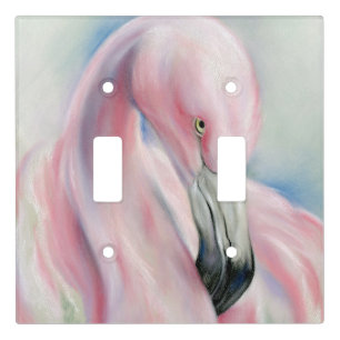 Pink Flamingo Pastel Art Light Switch Cover
