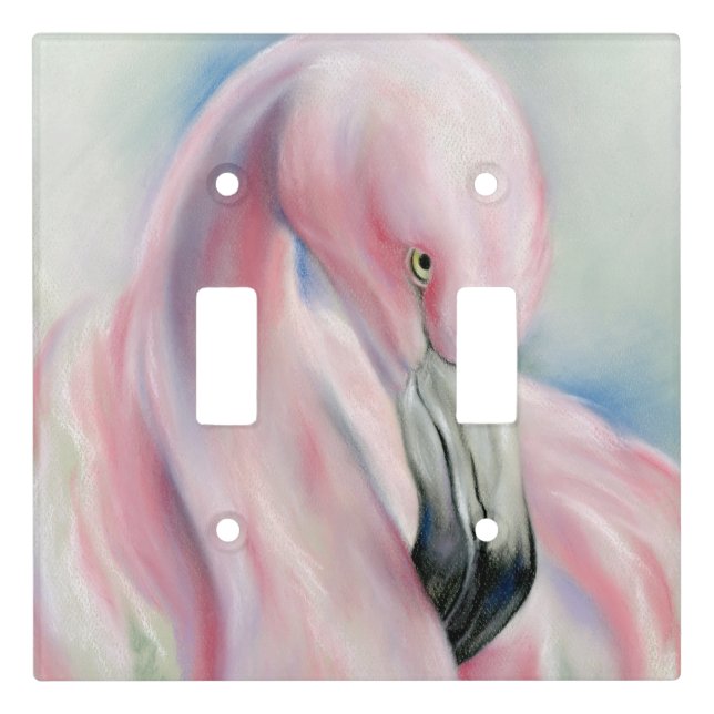 Pink Flamingo Pastel Art Light Switch Cover (Front)