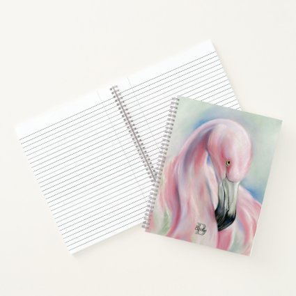 Pink Flamingo Pastel Art Monogrammed Notebook