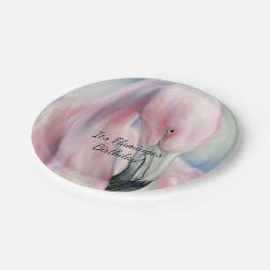 Pink Flamingo Pastel Art Paper Plates
