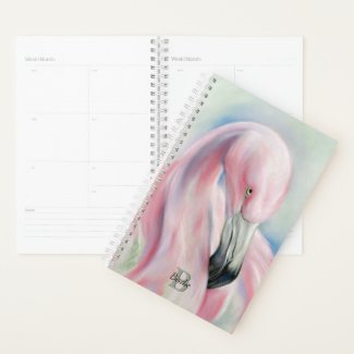 Pink Flamingo Pastel Art Personalized Planner