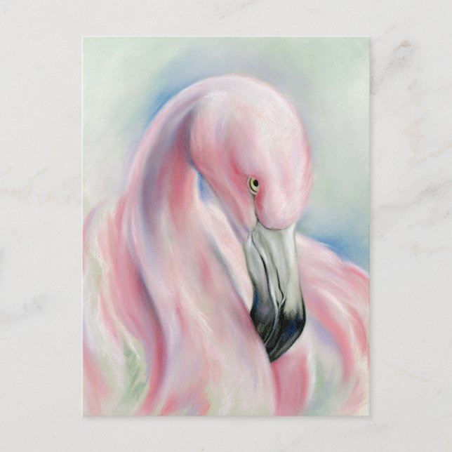 Pink Flamingo Pastel Art Postcard (Front)