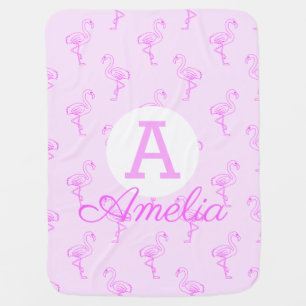 Pink Flamingo Pattern Baby Blanket