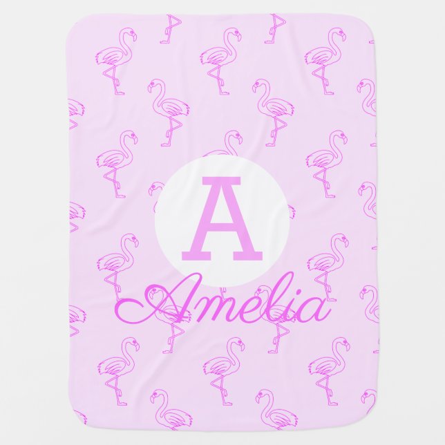 Pink Flamingo Pattern Baby Blanket (Front)