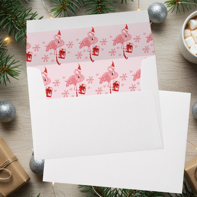 Pink Flamingo Pattern Beach Christmas Custom Envelope (Pink Flamingo Pattern Beach Christmas Custom Envelope)