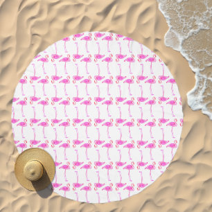 Pink Flamingo Pattern Beach Towel