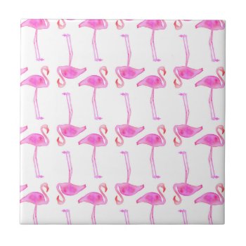 Pink Flamingo Pattern Ceramic Tile by tropicaldelight at Zazzle