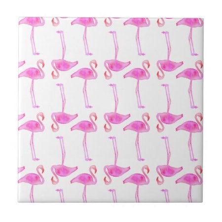 Pink Flamingo Pattern Ceramic Tile