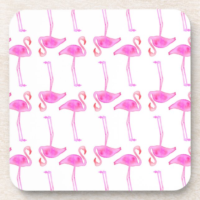 Pink Flamingo Pattern Coaster (Front)