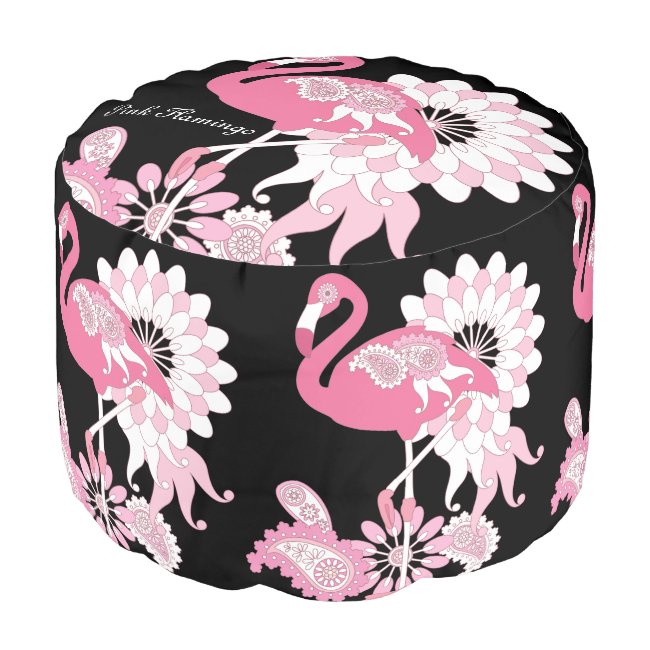 Pink Flamingo Pattern Girly Modern Black
