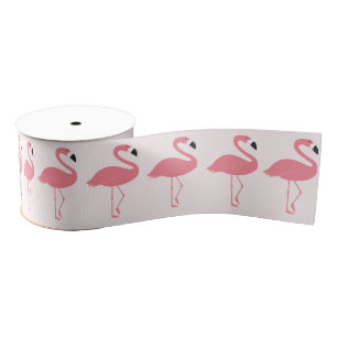 Pink Flamingo Pattern Grosgrain Ribbon