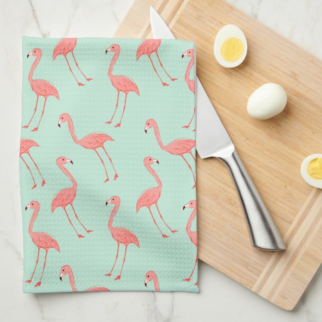 Pink Flamingo Pattern Hand Towel