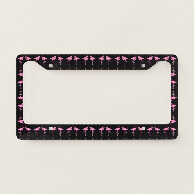 Pink Flamingo Pattern License Plate Frame (Front)