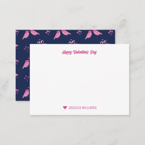 Pink Flamingo Pattern Modern Chic Valentines Day Note Card