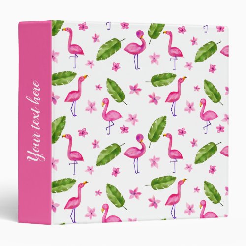 Pink Flamingo Pattern Modern Girly 3 Ring Binder