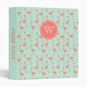 Pink Flamingo Pattern Monogram 3 Ring Binder