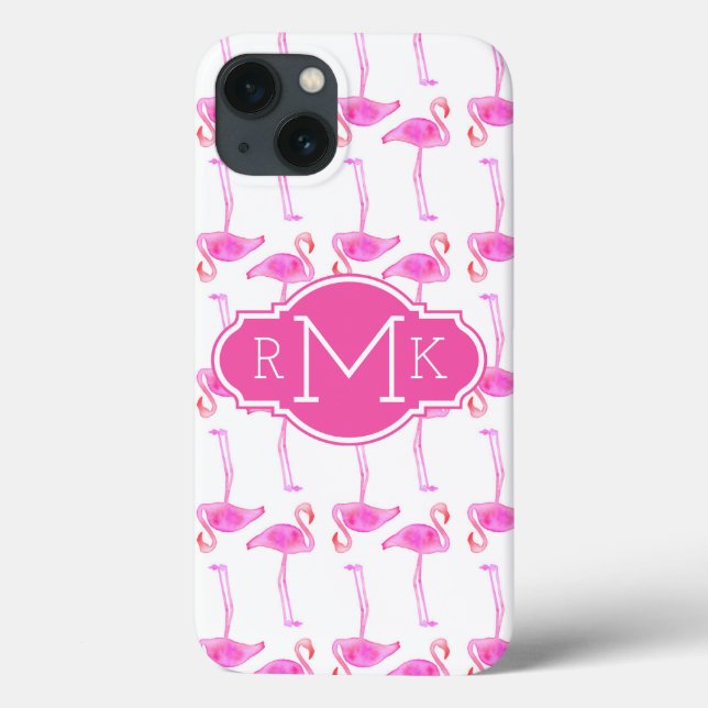 Pink Flamingo Pattern | Monogram Case-Mate iPhone Case (Back)