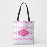 Pink Flamingo Pattern | Monogram Tote Bag