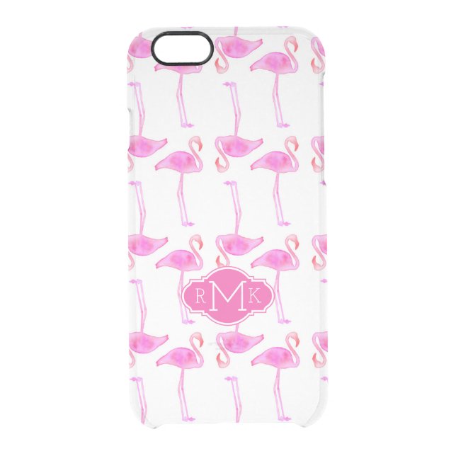 Pink Flamingo Pattern | Monogram Uncommon iPhone Case (Back)