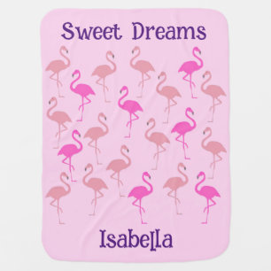 Pink Flamingo Pattern Personalized Baby Blanket
