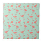 Pink Flamingo Pattern Tile<br><div class="desc">This is a drawing of a flamingo bird that was made into a pattern. The background is a pretty mint color.</div>