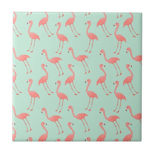 Pink Flamingo Pattern Tile