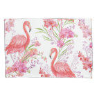 Pink Flamingo pattern white pillowcase