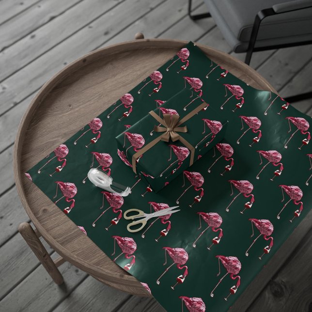 Pink Flamingo Pattern Wine Drinker Funny Wrapping Paper (Flamingo Pattern Green Celebration Wrapping Paper)
