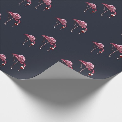 Pink Flamingo Pattern Wine Drinker Funny Wrapping Paper