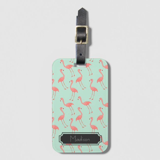 Pink Flamingo Pattern with First Name